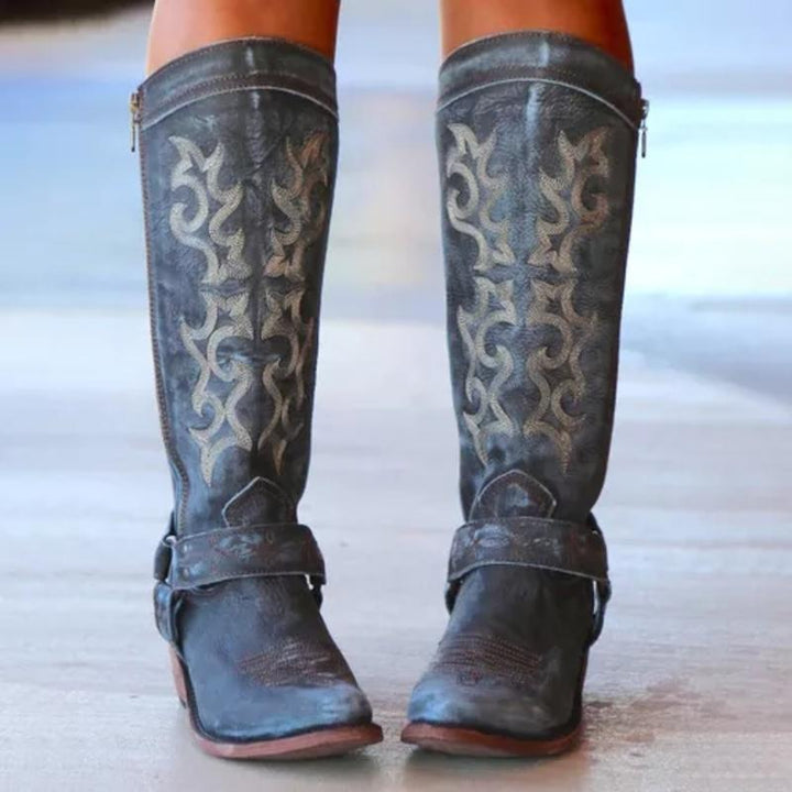 Victoria’s Classic Embroidered Western Tall Boots