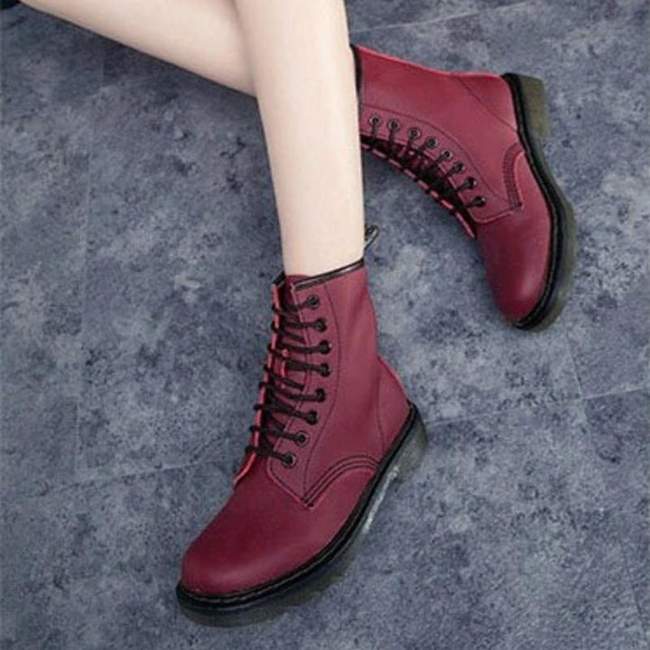 Victoria’s High-Ankle Leather Lace-Up Boots