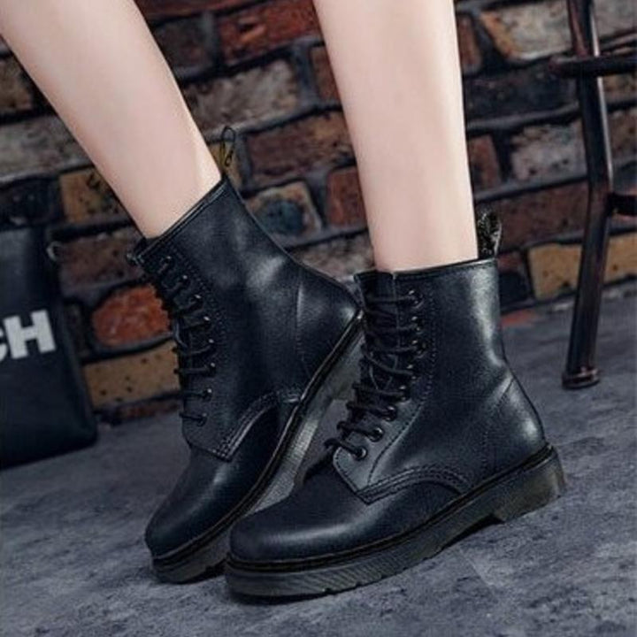 Victoria’s High-Ankle Leather Lace-Up Boots