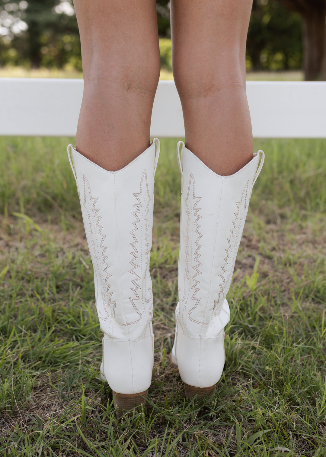 Victoria’s White Embroidered Western Heeled Boots