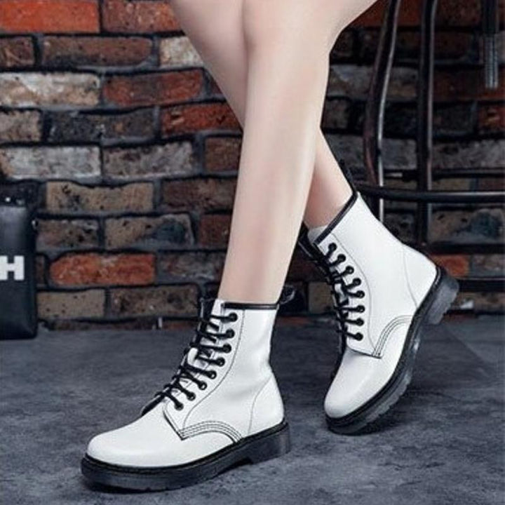 Victoria’s High-Ankle Leather Lace-Up Boots