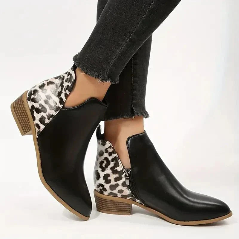 Victoria’s Bold Leopard Heel Ankle Boots