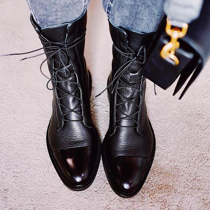 Victoria’s Classic Lace-Up Genuine Leather Everyday Boots
