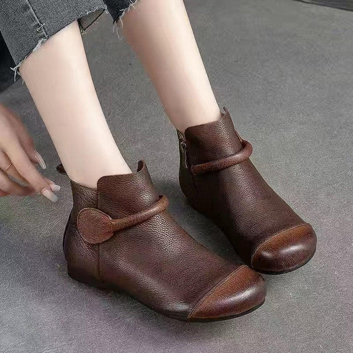 Victoria’s Soft PU Round-Toe Side-Zip Ankle Boots