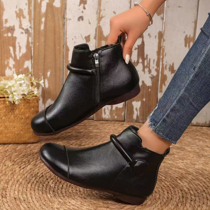 Victoria’s Soft PU Round-Toe Side-Zip Ankle Boots