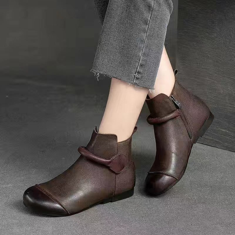 Victoria’s Soft PU Round-Toe Side-Zip Ankle Boots