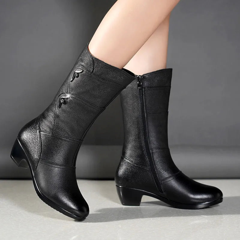 Victoria’s Elegant Mid-Calf Stitch Detail Comfort Boots