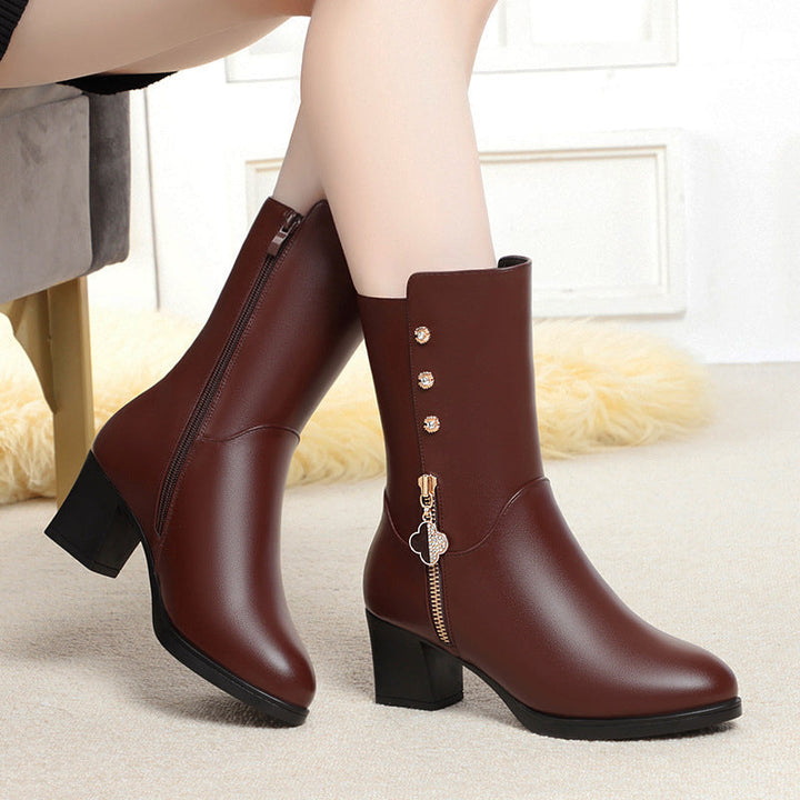 Victoria’s Cozy Mid-Calf Plush Lined Zipper Boots