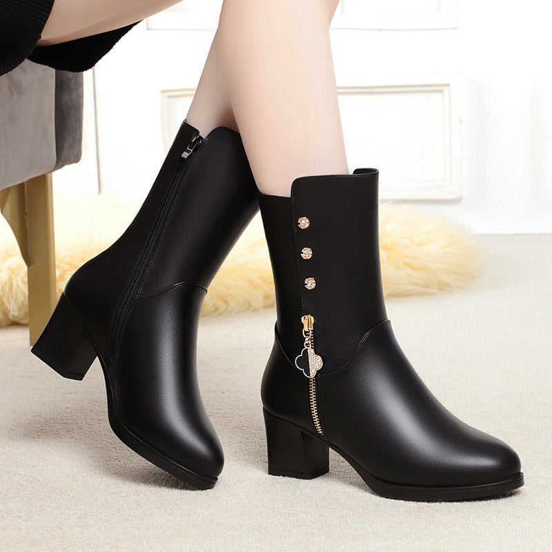 Victoria’s Cozy Mid-Calf Plush Lined Zipper Boots