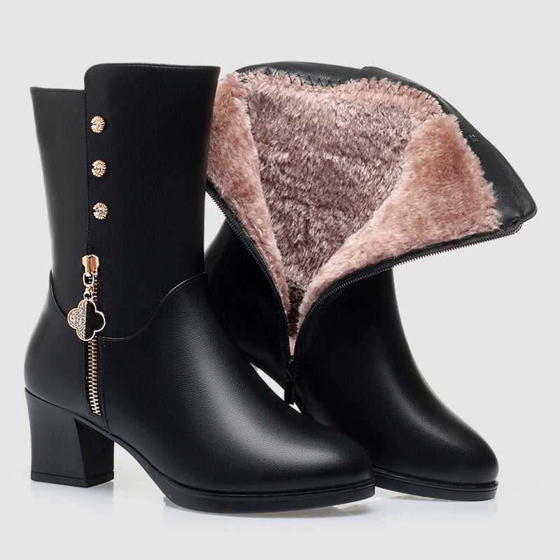 Victoria’s Cozy Mid-Calf Plush Lined Zipper Boots