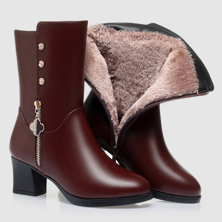 Victoria’s Cozy Mid-Calf Plush Lined Zipper Boots