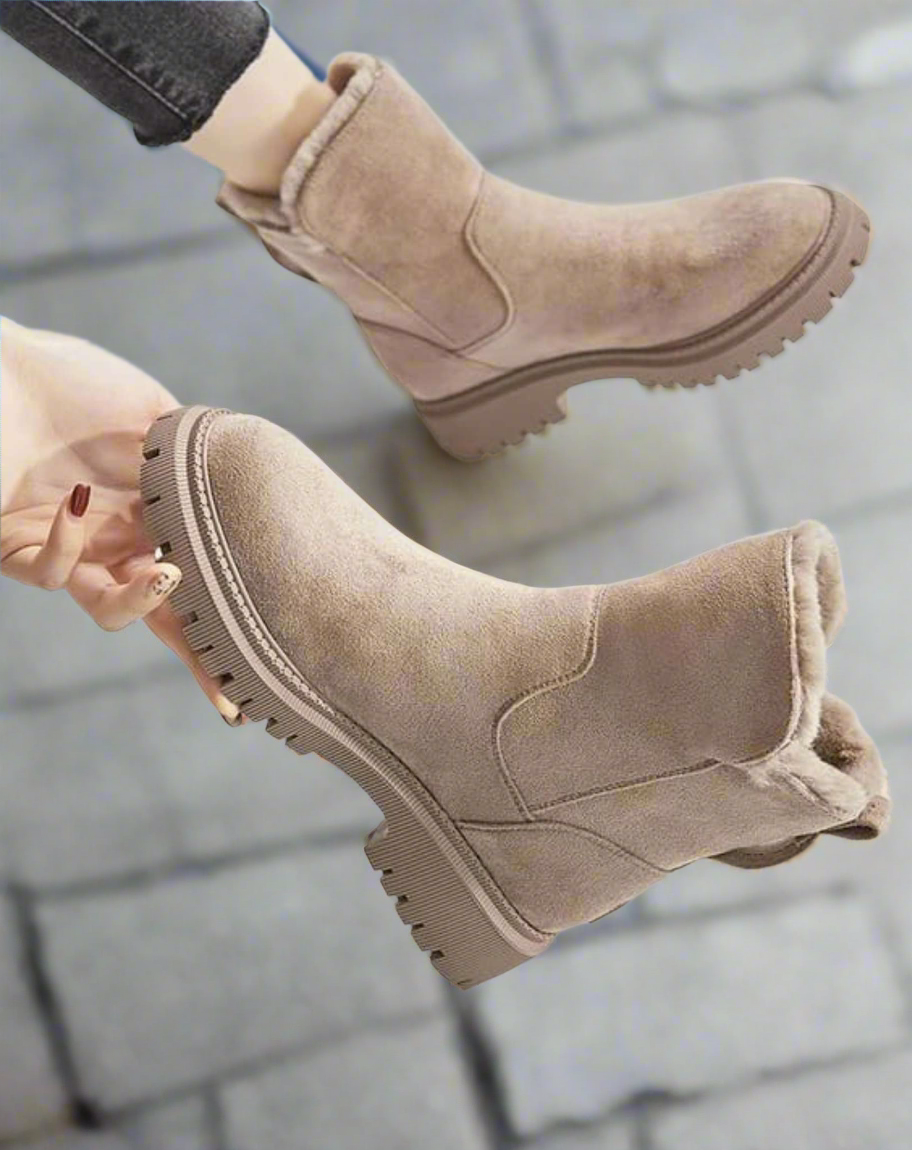 Victoria’s Warm Suede Slip-On Ankle Boots