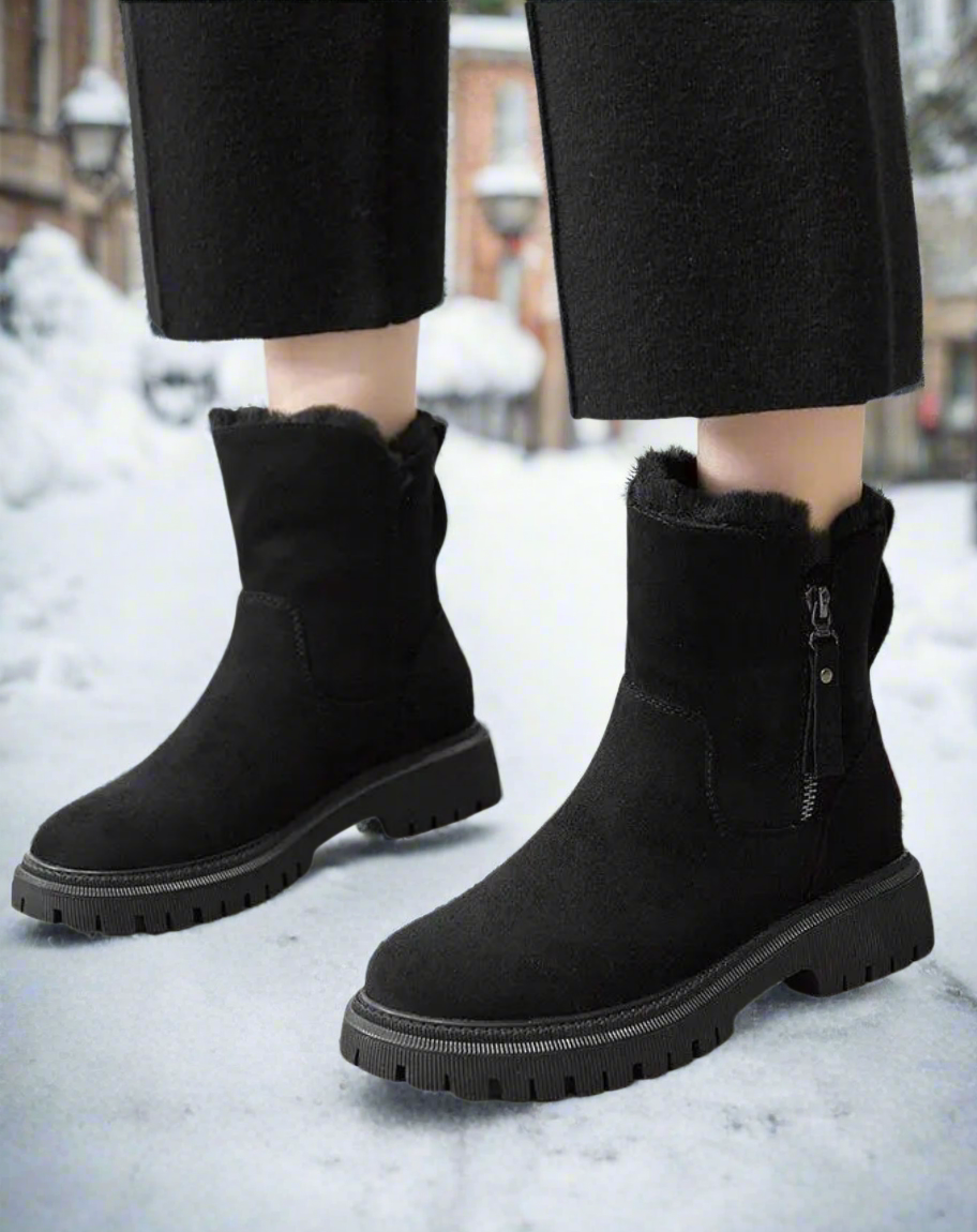 Victoria’s Cozy Faux Fur Winter Ankle Boots