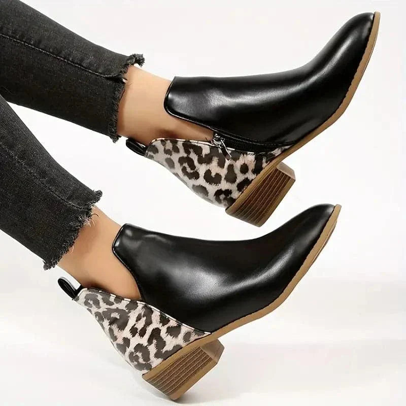 Victoria’s Bold Leopard Heel Ankle Boots