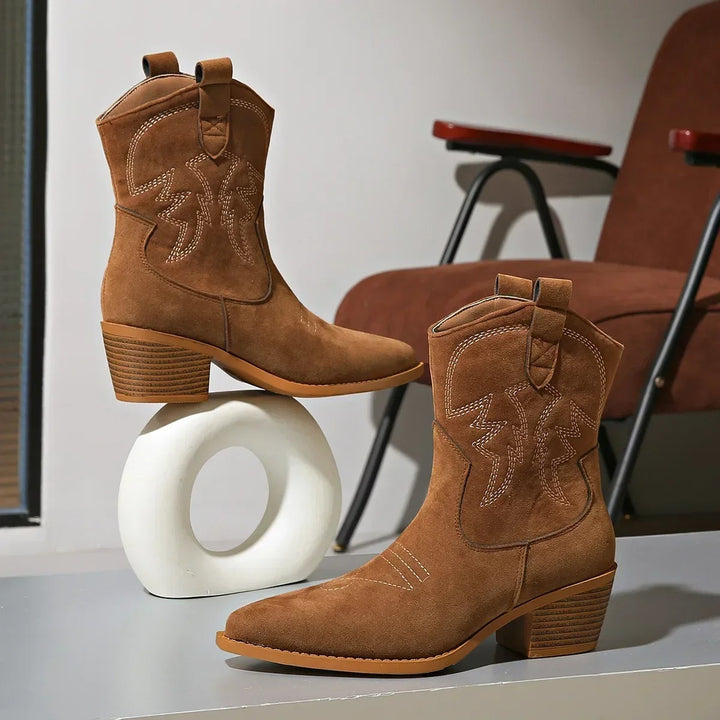 Victoria’s Western Suede Ankle Boots