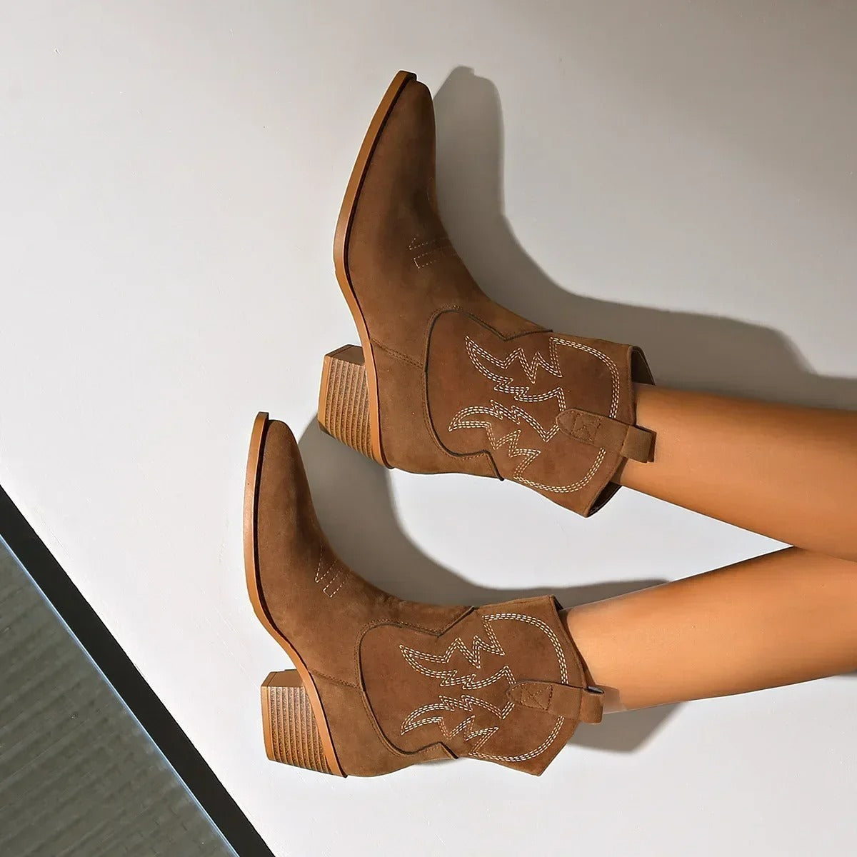Victoria’s Western Suede Ankle Boots
