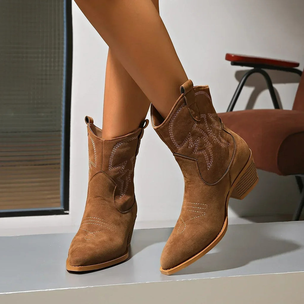 Victoria’s Western Suede Ankle Boots