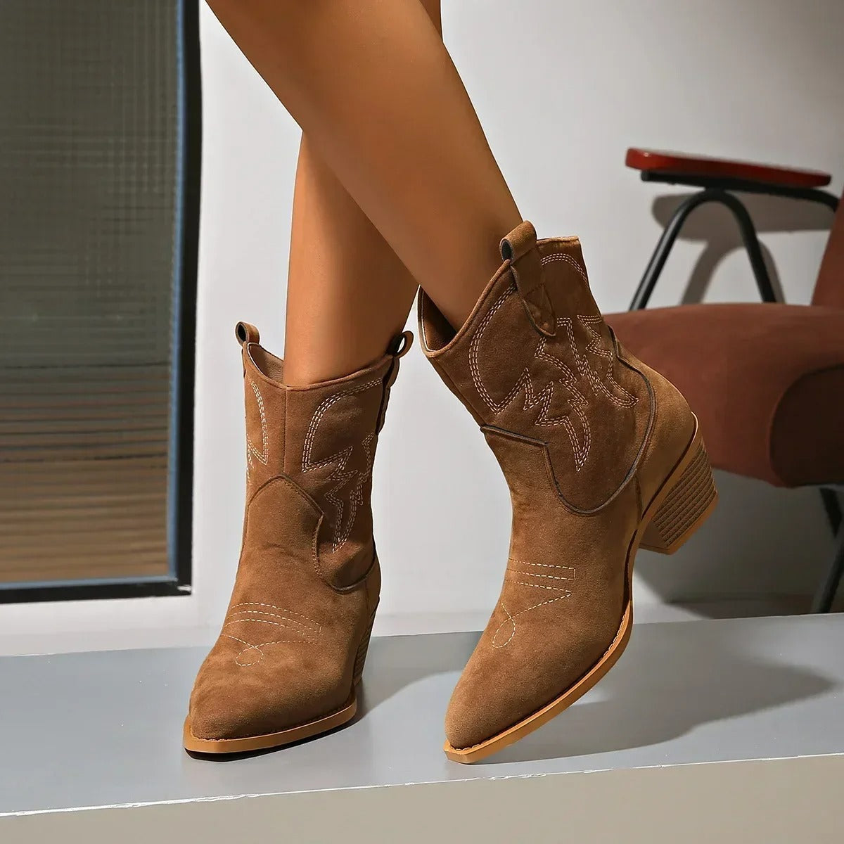 Victoria’s Western Suede Ankle Boots