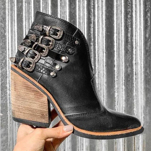 Victoria’s Modern Studded Block-Heel Ankle Boots