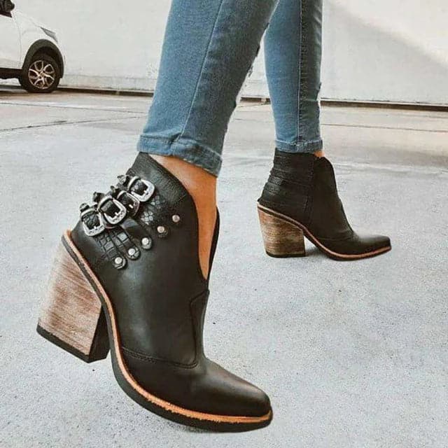 Victoria’s Modern Studded Block-Heel Ankle Boots